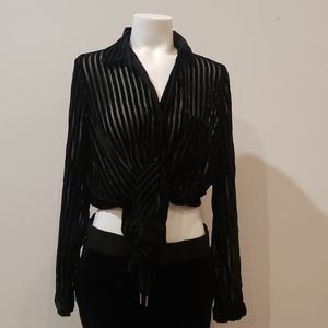 Dalia Sheer Striped Velour Shirt